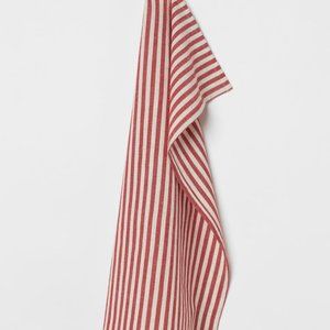 H&M Red/White Striped Linen-blend Tea Towel